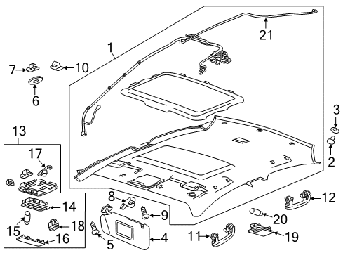 2015 Chevrolet Sonic Bulbs Map Lamp Assembly Diagram for 42624856