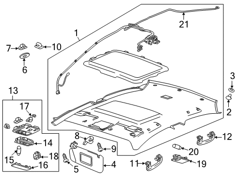 2015 Chevrolet Sonic Bulbs Courtesy Lamp Diagram for 13126729