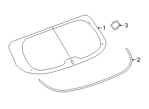 2016 Infiniti QX60 Lift Gate - Glass & Hardware Glass Back Door Window Diagram for 90312-9NC0A