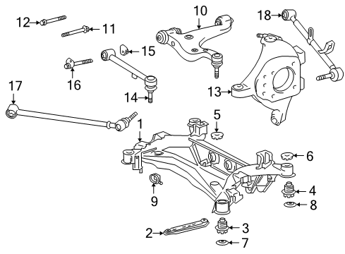 2004 Lexus LS430 Rear Suspension Components, Upper Control Arm, Ride Control, Stabilizer Bar Rear Suspension Control Arm Assembly, No.1 Diagram for 48710-50070