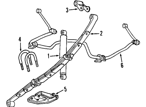 2001 Dodge Durango Rear Suspension Components, Stabilizer Bar Bar Diagram for 52106277AA