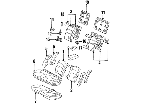 1997 Honda Accord Rear Seat Components Cover, Left Rear Seat-Back Trim (Excel Charcoal) Diagram for 82521-SV5-A13ZA