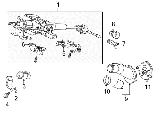 1998 Acura RL Steering Column & Wheel, Steering Gear & Linkage Column Assembly, Steering Diagram for 53200-SZ3-A01