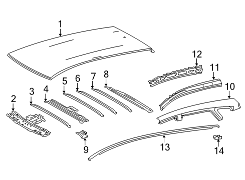 2017 Toyota Corolla iM Roof & Components, Exterior Trim Inner Rail Diagram for 61202-12270