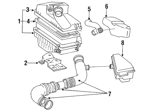 1991 Toyota MR2 Air Intake Air Cleaner Assembly Diagram for 17700-74300