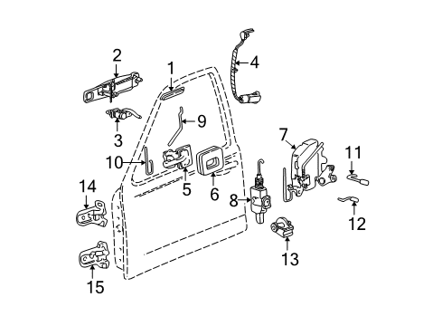 2006 Lincoln Town Car Front Door Handle, Outside Diagram for 6W1Z-5422404-AA