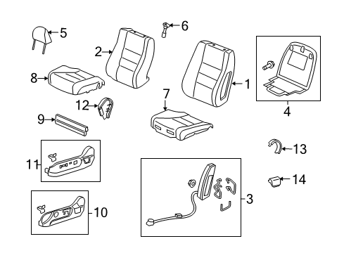 2012 Honda Accord Front Seat Components Pad, L. FR. Seat-Back Diagram for 81527-TA0-A01