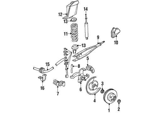 1991 Ford E-250 Econoline Front Brakes Shield Gasket Diagram for E2TZ-2B160-A