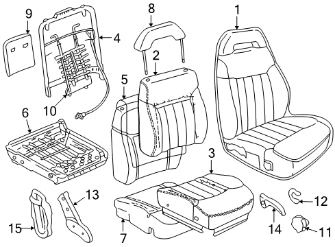 1996 GMC Sonoma Front Seat Components Pad, Passenger Seat Cushion Diagram for 12548757
