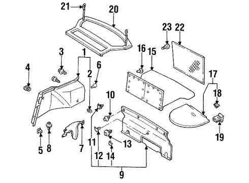 1995 Ford Probe Interior Trim - Rear Body Carpet Retainer Diagram for 5R3Z-54310D12-BAA