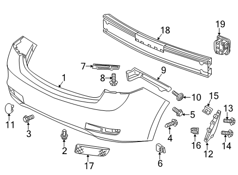 2014 Acura ILX Rear Bumper Reflector Assembly, Left Rear Diagram for 33555-TF7-J01