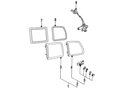 1994 Mercury Villager Quarter Window Glass Assembly Diagram for F3XY12257A22D