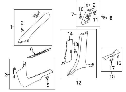 2019 Chevrolet Blazer Interior Trim - Pillars, Rocker & Floor Weatherstrip Pillar Trim Diagram for 84653936