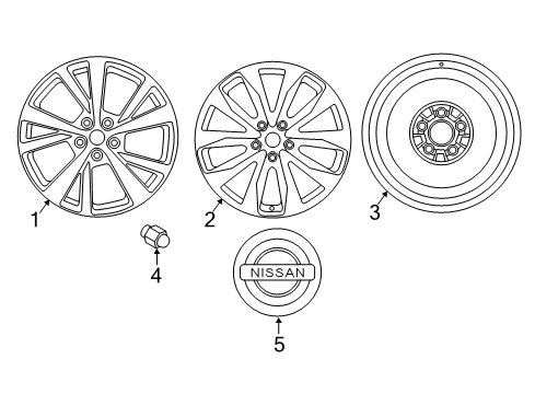2020 Nissan Maxima Wheels Aluminum Wheel Diagram for 40300-9DJ4A