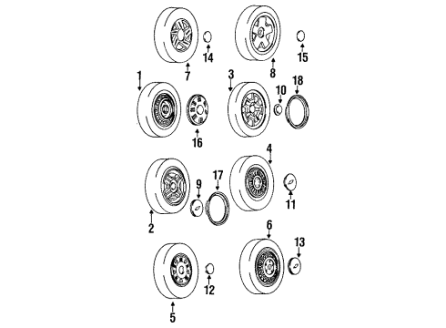 1987 Chevrolet Beretta Wheels Hub Cap ASSEMBLY Diagram for 10098238