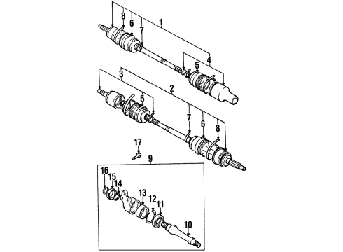 1995 Geo Metro Drive Axles - Front Joint, Front Wheel Drive Shaft Inside Diagram for 91171329