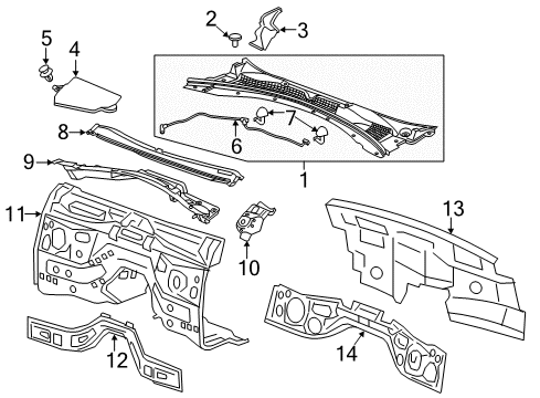 2021 Chevrolet Camaro Cowl Deflector Diagram for 84379746