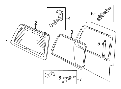 1997 Ford Expedition Lift Gate Weatherstrip Diagram for F75Z-7842084-AA