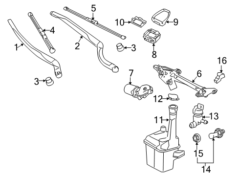 2012 Toyota Avalon Wiper & Washer Components Blade Assembly Diagram for 85212-AC011