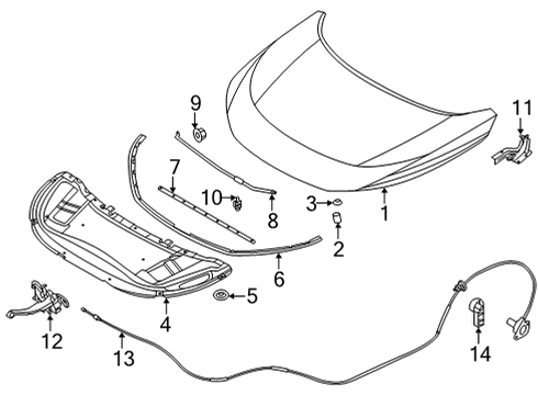 2021 Nissan Rogue Hood & Components Cable Assembly-Hood Lock Control Diagram for 65621-6RA0A