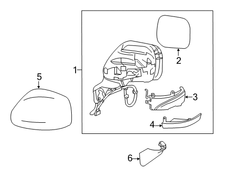 2013 Nissan Quest Outside Mirrors FINISHER Assembly-Door Mirror, LH Diagram for 963C1-1JA0A