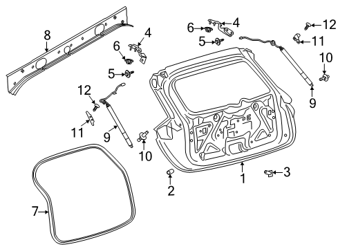 2020 Lincoln Corsair Lift Gate Hinge Bolt Diagram for -W720132-S439