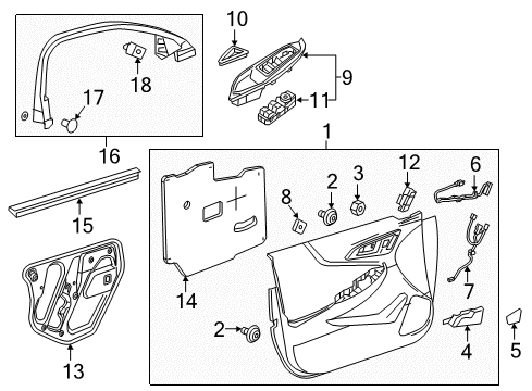 2018 Chevrolet Malibu Interior Trim - Front Door Belt Weatherstrip Diagram for 22987626