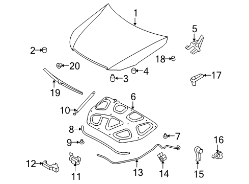 2010 Hyundai Genesis Hood & Components, Exterior Trim Handle Assembly-Hood Latch Release Diagram for 81181-3M000-BR