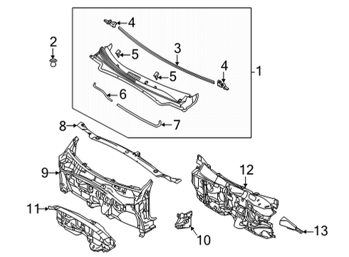 2021 Hyundai Elantra Cowl Panel Complete-Dash Diagram for 64300-AA050