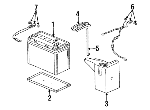 1995 Honda Civic del Sol Battery Cable Assembly, Starter Diagram for 32410-SR3-A21