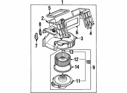 1999 Isuzu VehiCROSS Blower Motor & Fan Lining, Blower Unit Diagram for 8-94327-437-0
