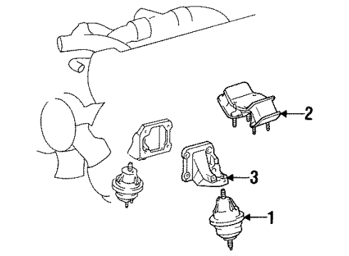 1993 Toyota Supra Engine & Trans Mounting Bracket, Engine Mounting, Front LH Diagram for 12315-46090