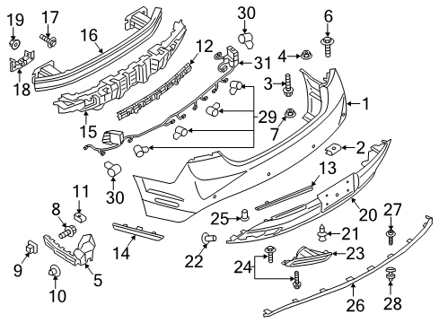 2017 Lincoln MKZ Rear Bumper Side Marker Lamp Diagram for DP5Z-15A101-A