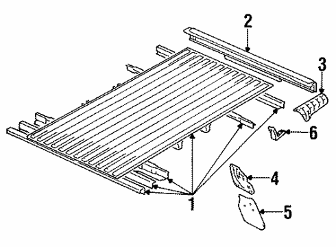 1994 Toyota Pickup Box Floor Mud Guard Support Diagram for 76647-89106