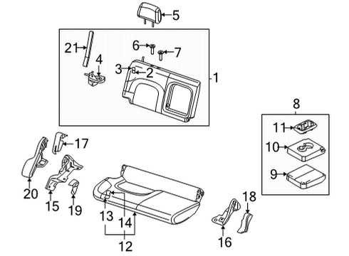 2022 Nissan Frontier Rear Seat Components Striker Assy-Rear Seat Diagram for 88342-EA500