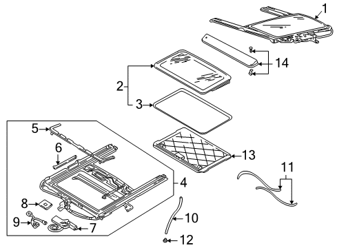 2002 Lincoln LS Sunroof Motor Diagram for XW4Z-15790-AB