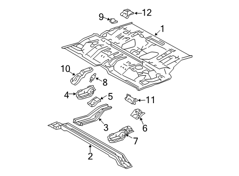 2003 Toyota 4Runner Pillars, Rocker & Floor - Floor & Rails Hinge Reinforcement Diagram for 58204-35050