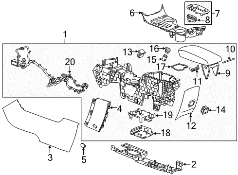 2015 Chevrolet Malibu Center Console Console Asm-Front Floor *Titanium Diagram for 23175713