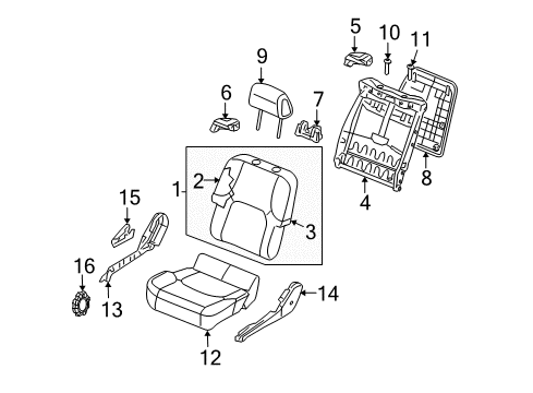 2008 Nissan Xterra Passenger Seat Components Cushion Assembly - Front Seat Diagram for 87300-ZP72D