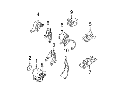 2006 Nissan Maxima Engine & Trans Mounting Engine Mounting Bracket Diagram for 11231-7Y100