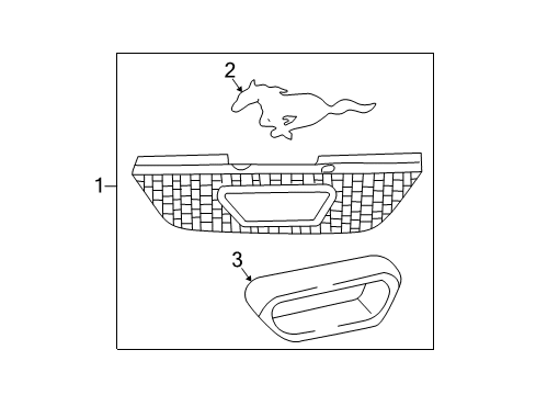 2003 Ford Mustang Grille & Components Grille Assembly Diagram for XR3Z-8200-AA