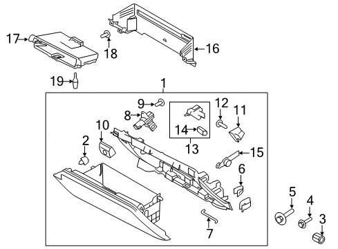 2022 Ford Mustang Glove Box Compartment Diagram for FR3Z-9913594-AB