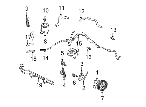 2002 Acura MDX P/S Pump & Hoses, Steering Gear & Linkage Pump Sub-Assembly, Power Steering (Reman) Diagram for 06561-PGK-505RM