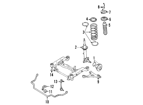 2006 Infiniti Q45 Front Suspension Components, Lower Control Arm, Stabilizer Bar Stabilizer-Front Diagram for 54611-AR00A