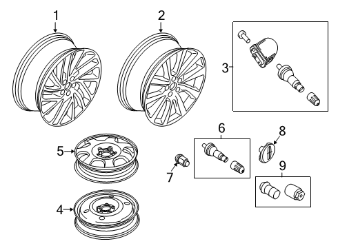 2020 Lincoln Nautilus Wheels Wheel, Alloy Diagram for KA1Z-1007-D