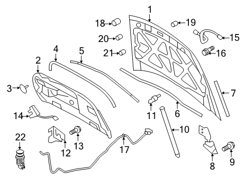 2011 Lincoln MKS Anti-Theft Components Hood Diagram for 8A5Z-16612-A