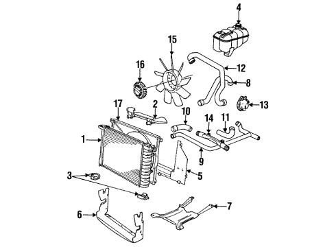 1990 BMW 325i Cooling System Radiator Diagram for 17111468079