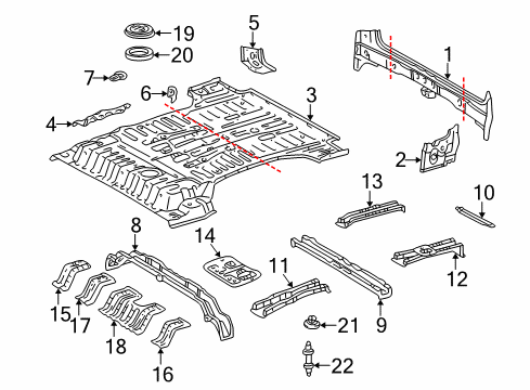 1998 Toyota Land Cruiser Rear Body Panel, Floor & Rails Floor Pan Diagram for 58311-60560