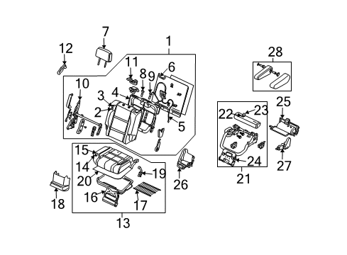 2009 Infiniti QX56 Second Row Seats Frame-Rear Seat CUS Diagram for 88301-ZQ03A