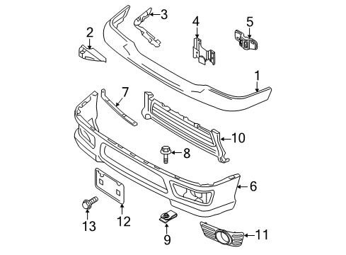 2005 Ford Ranger Front Bumper Bumper Diagram for 1L5Z-17859-AA